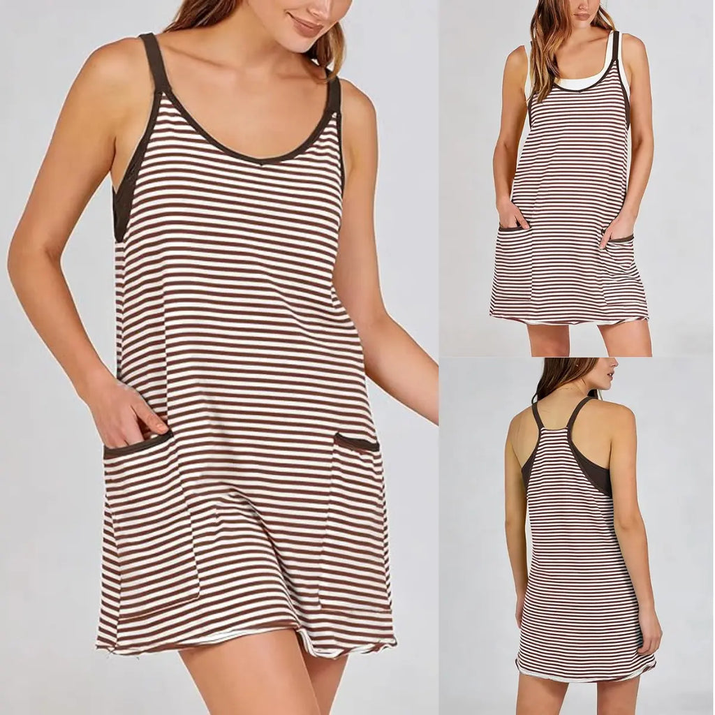 Women's Summer Sleeveless 4th of July Athletic Mini Dress