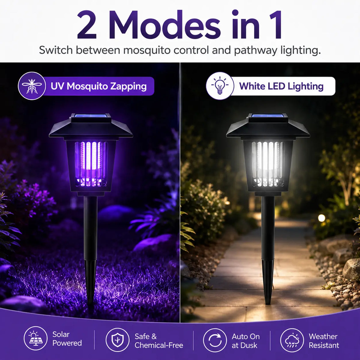 Solar Mosquito Zapper Light & Garden Stake Lamp