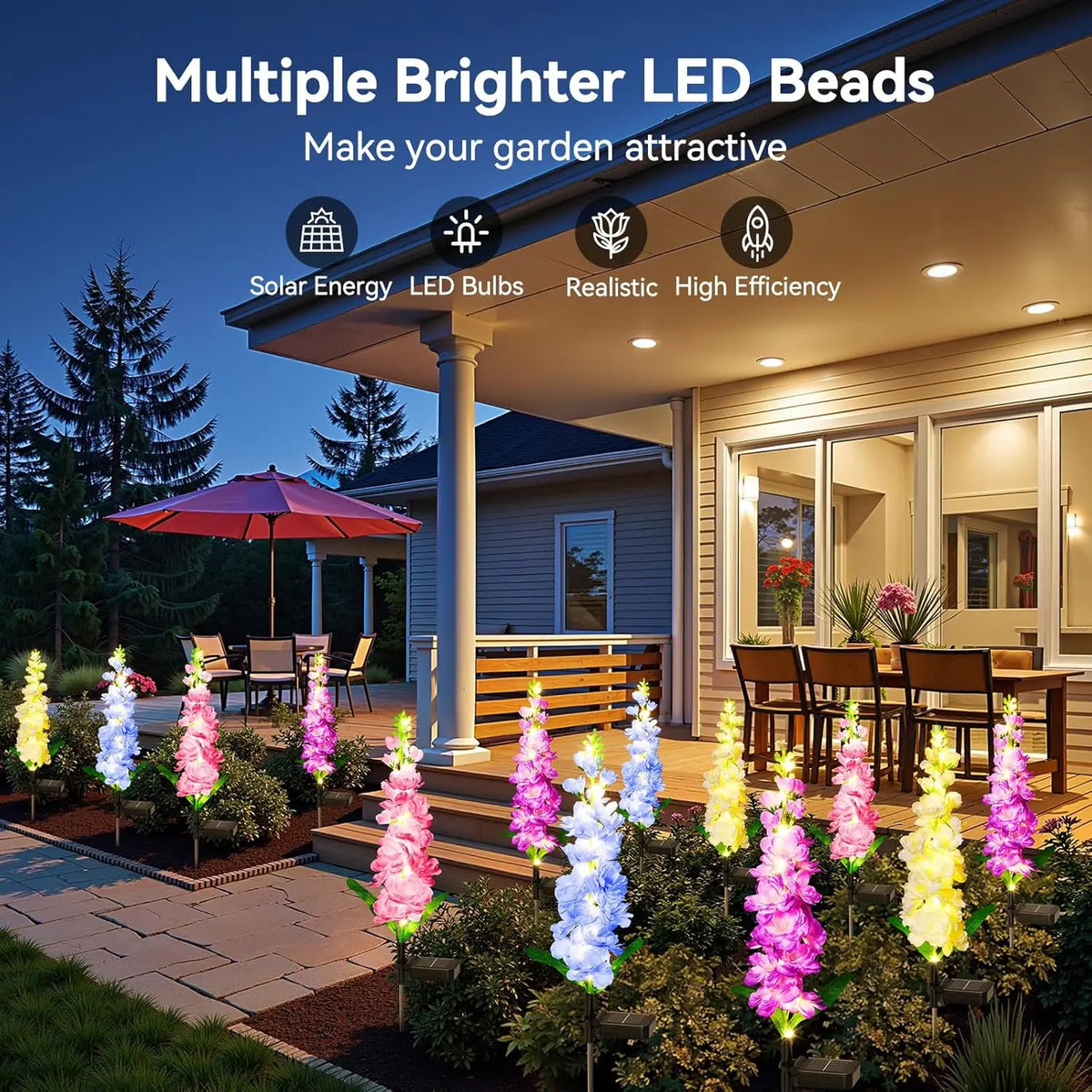 Upgraded Delphinium Solar Outdoor Garden Lights