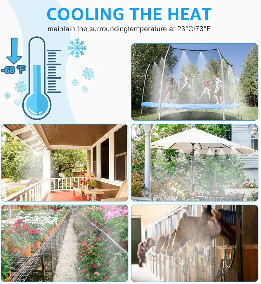 75 FT Outdoor Misting Cooling System Set