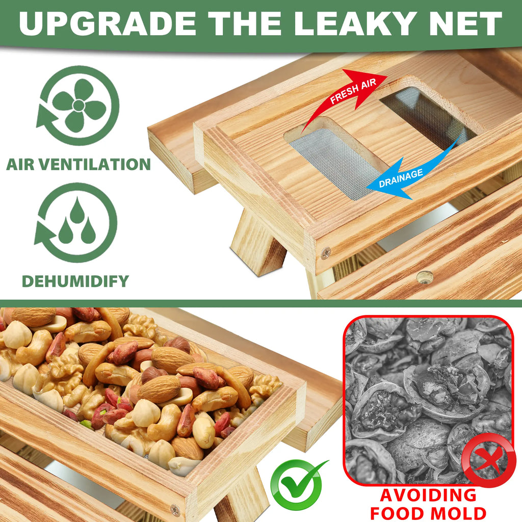 Carbonized Wood Squirrel Picnic Table Feeder
