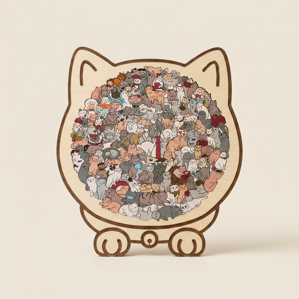 "A Thousand Cats" Wooden Jigsaw Puzzle