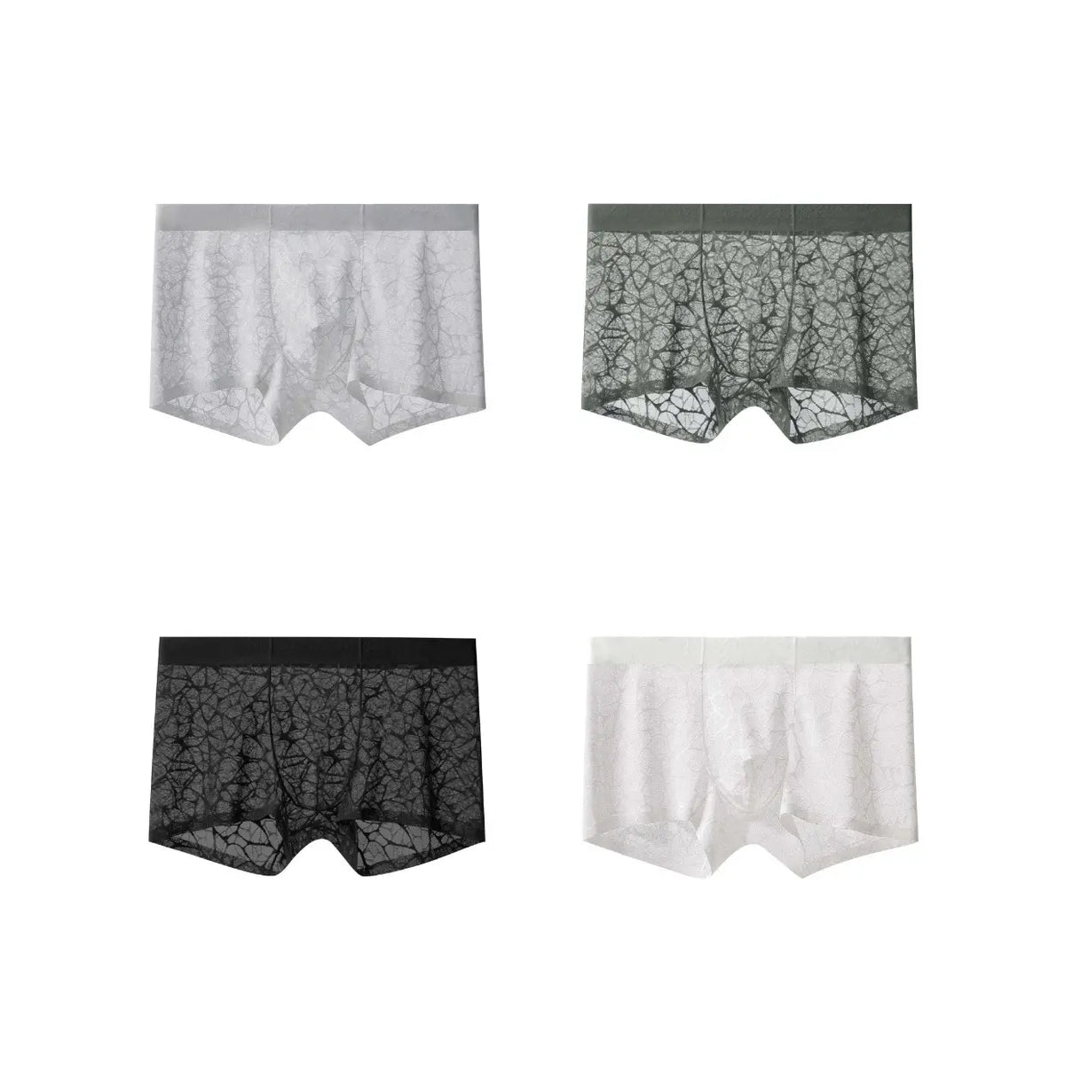 Men's Leopard Lace Ice Silk Boxer Briefs (4-Pack) ?✨