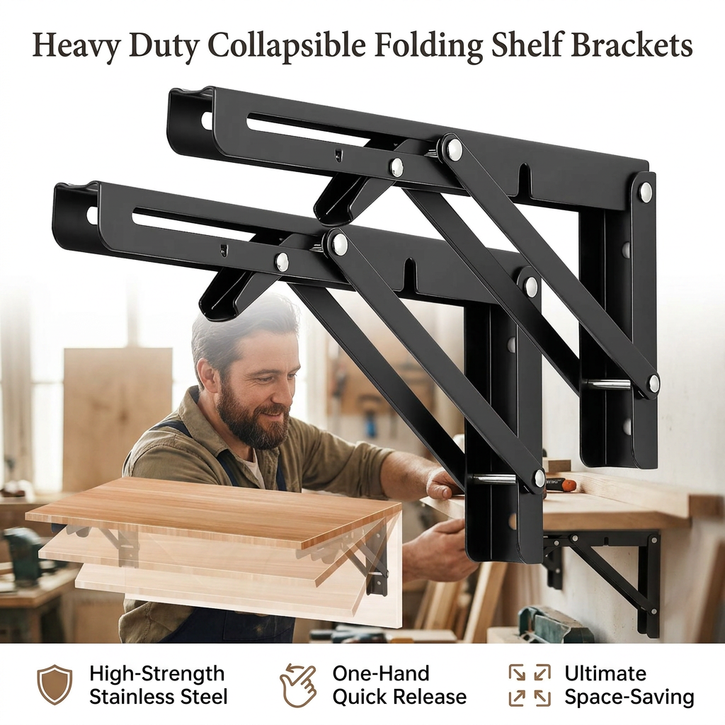 Heavy Duty Collapsible Folding Shelf Brackets