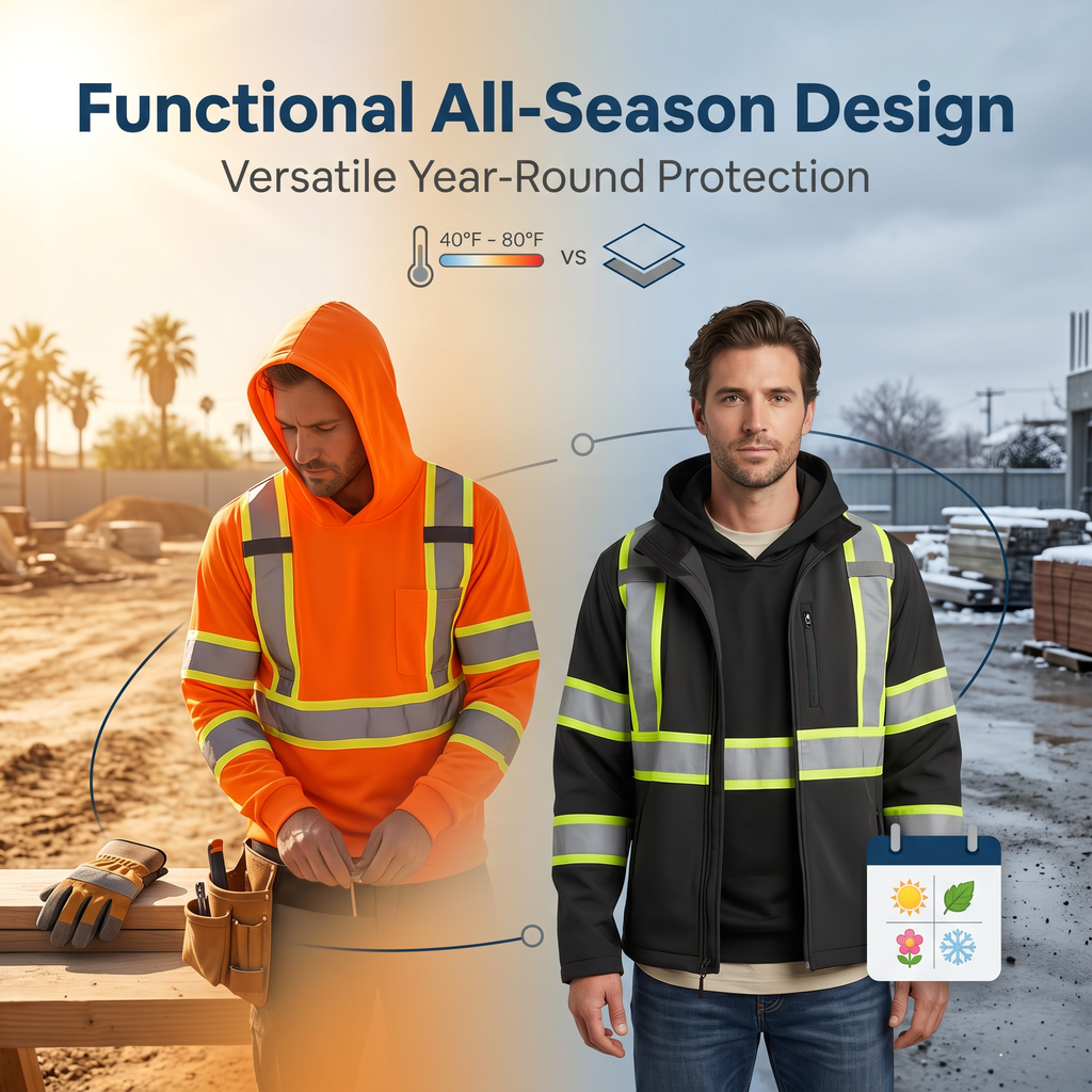 5-Pack ST908 High Visibility Long Sleeve Safety Hoodie Set