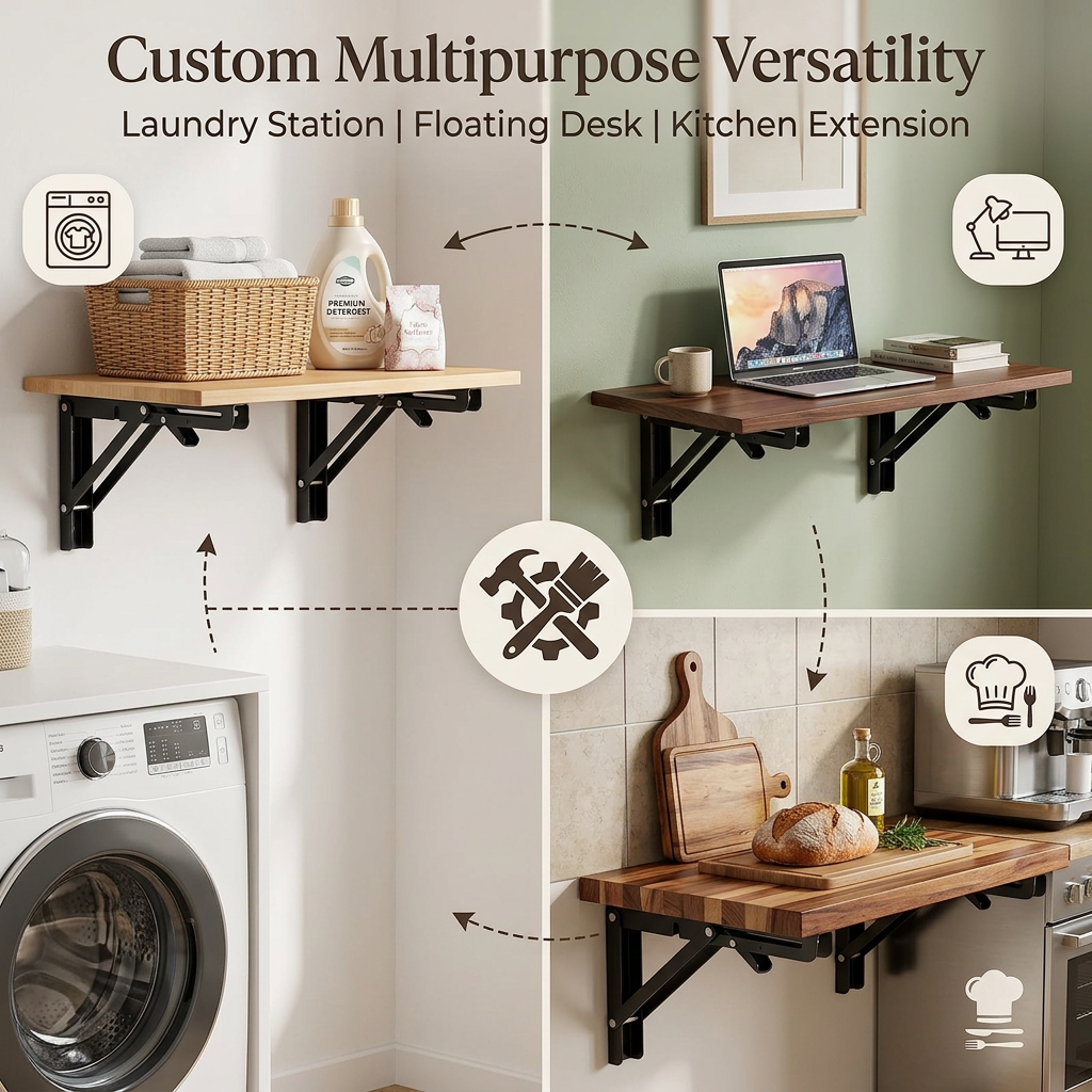 Heavy Duty Collapsible Folding Shelf Brackets