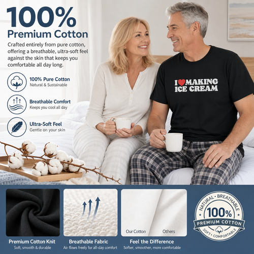 "I Love Making Ice Cream" Couples Cotton Crewneck Set