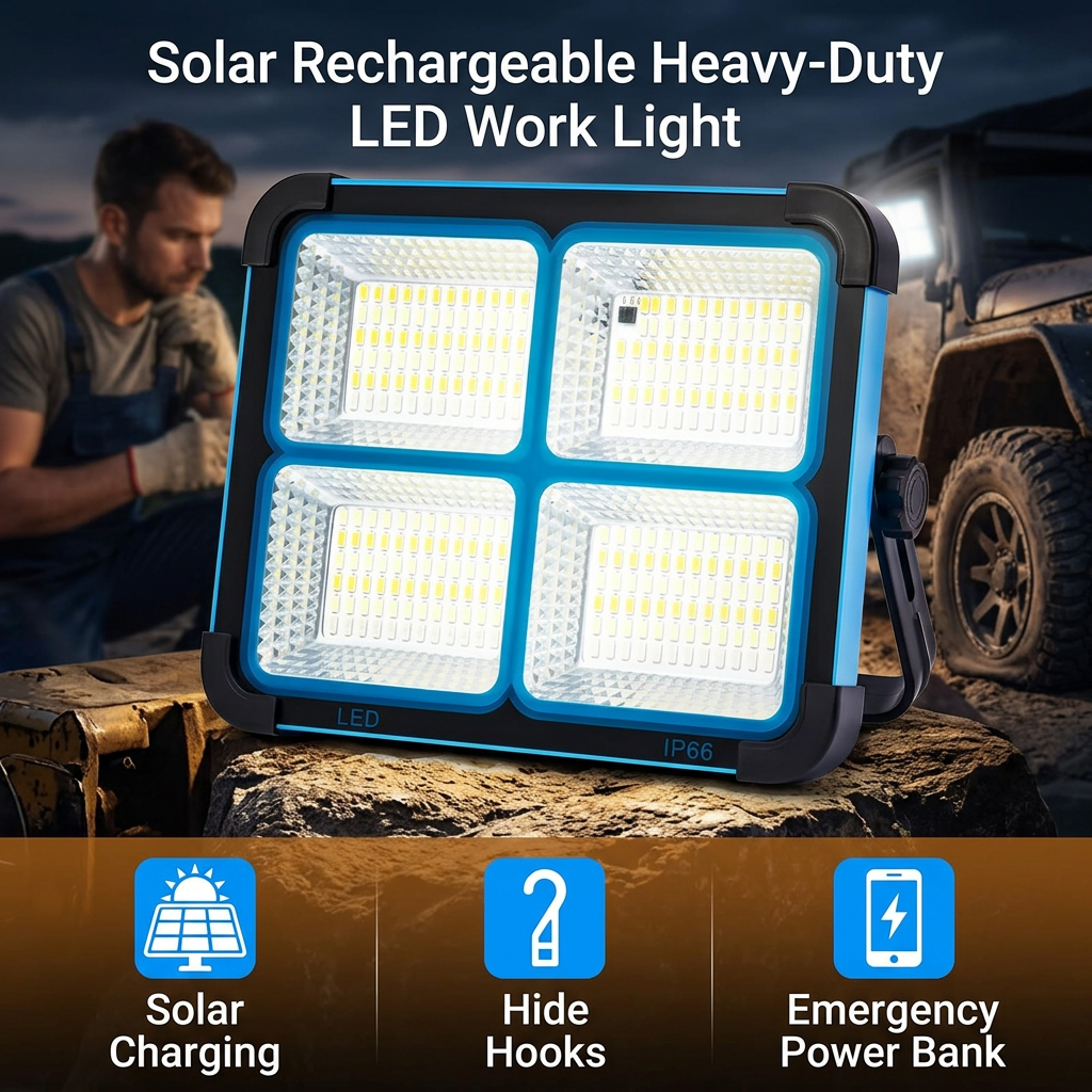 ☀️ Solar Rechargeable Heavy-Duty LED Work Light