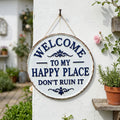 The "Happy Place" Boundary Sign – Funny Vintage Metal Wall Art , "Don’t Ruin It" Garden Decor ✨🏡