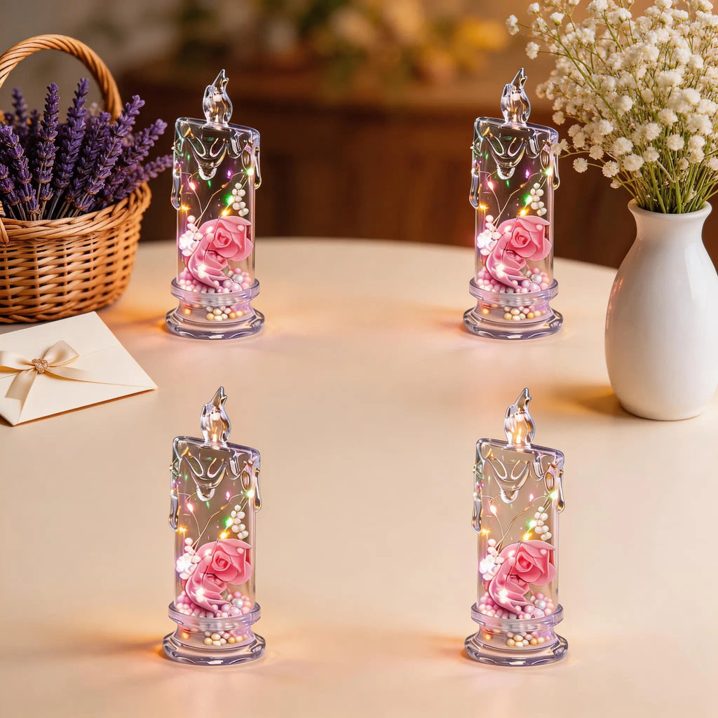 🌹Mother's dat 49%OFF✨ Set of Four Realistic Rose Candle Lights