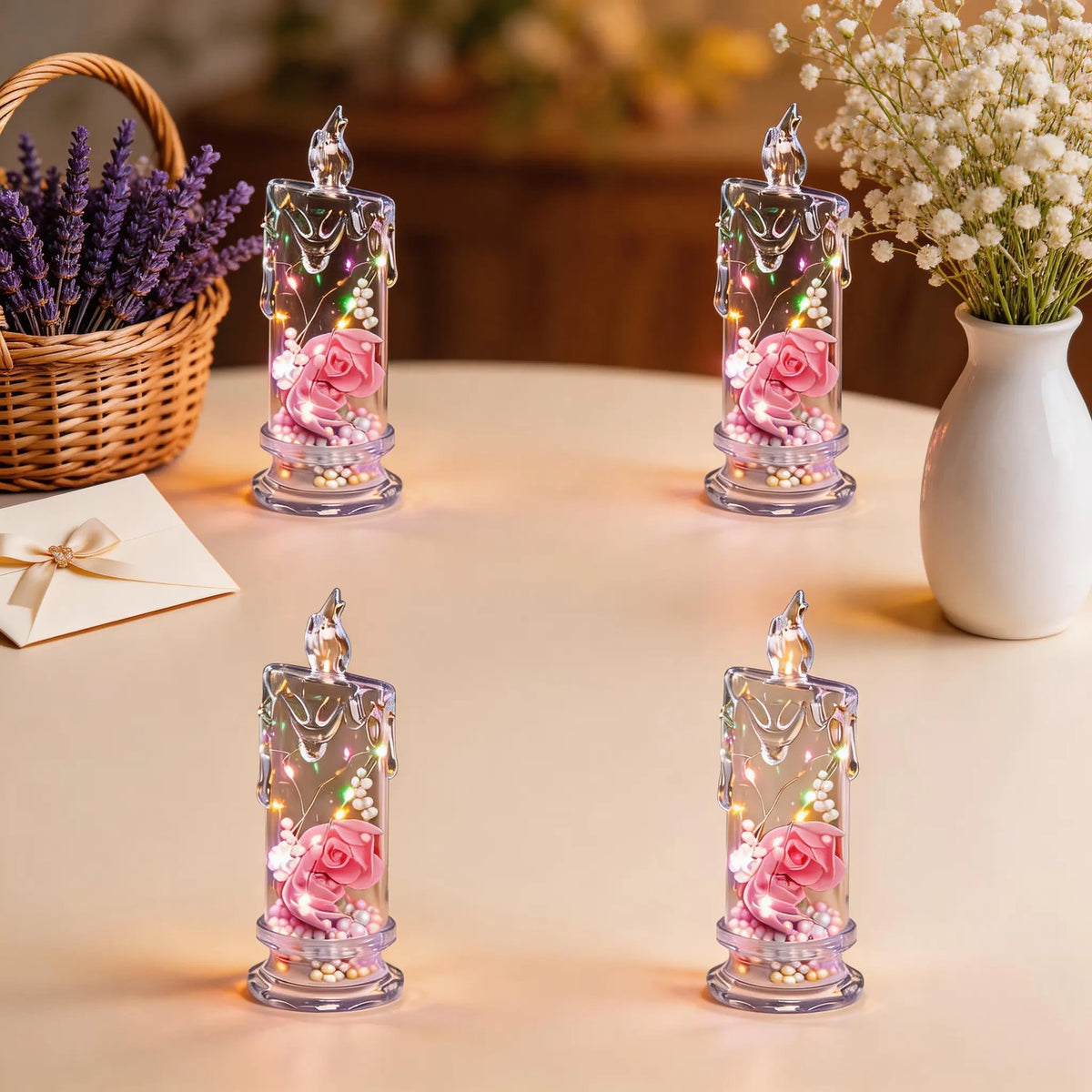 🌹Mother's dat 49%OFF✨ Set of Four Realistic Rose Candle Lights