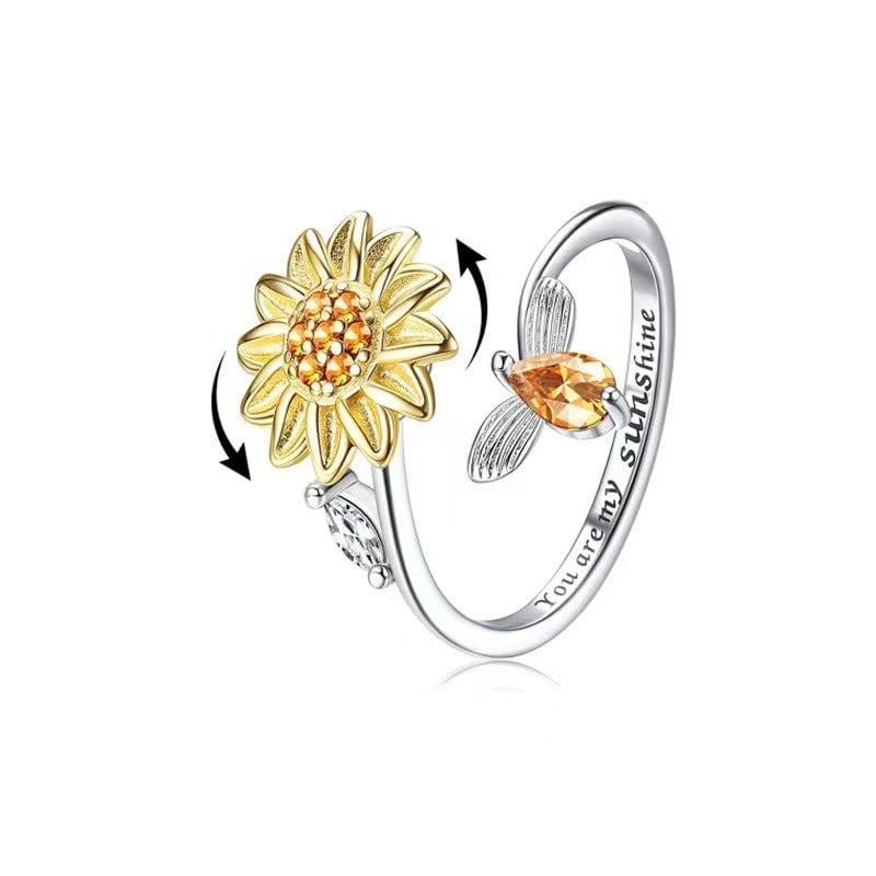 🔥Last Day 49% OFF -🌻 Sunflower Fidget Spinner Ring