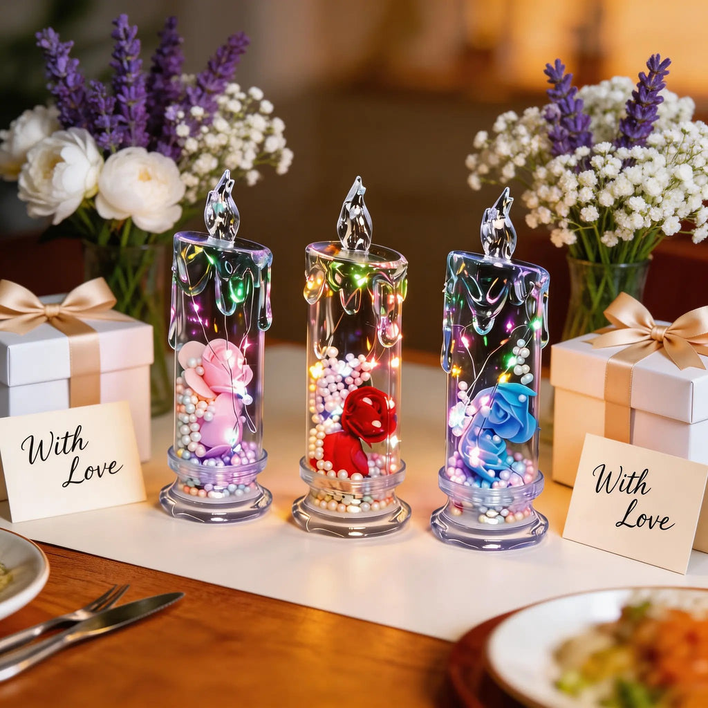 🌹Mother's dat 49%OFF✨ Set of Four Realistic Rose Candle Lights