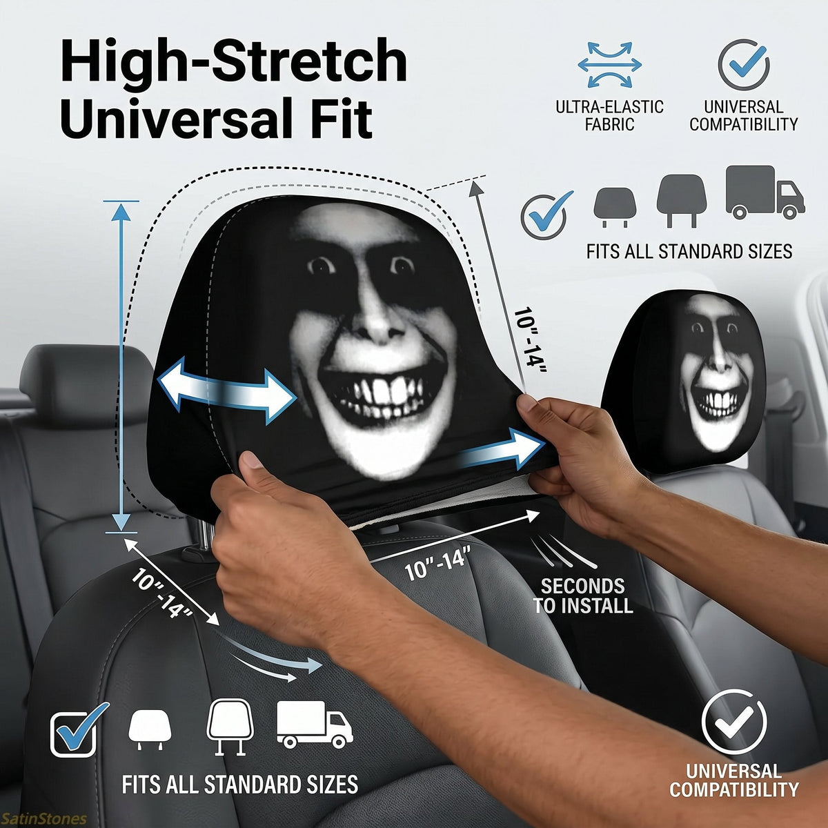 🔥LAST DAY 49% OFF-🤡 Creepy Funny "Uncanny" Car Headrest Covers