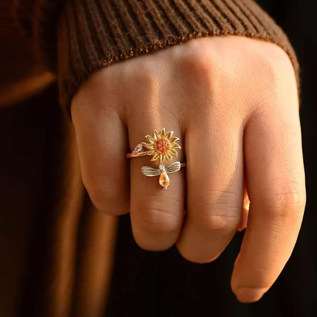 🔥Last Day 49% OFF -🌻 Sunflower Fidget Spinner Ring