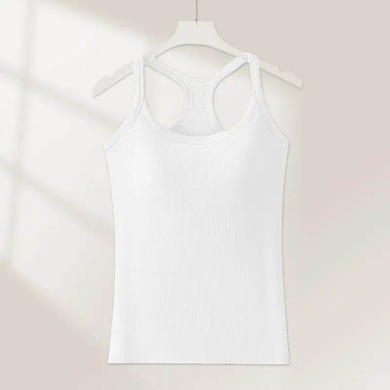 🔥Last Day 45% OFF-🧘‍♀️ Women's Ribbed Built-In Bra Tank Top