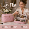 Quilted Lay-Flat Travel Makeup Bag