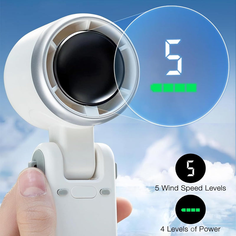 🌀 5-Speed Foldable Fan – Compact, Strong Wind, Rechargeable, On-the-Go Cooling 💨🔘