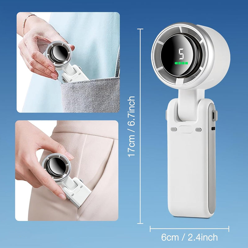 🌀 5-Speed Foldable Fan – Compact, Strong Wind, Rechargeable, On-the-Go Cooling 💨🔘