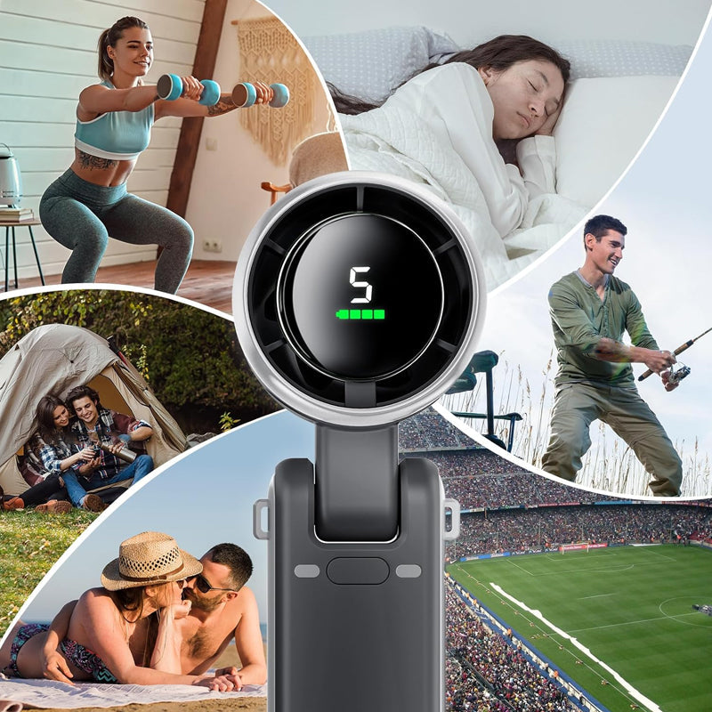 🌀 5-Speed Foldable Fan – Compact, Strong Wind, Rechargeable, On-the-Go Cooling 💨🔘